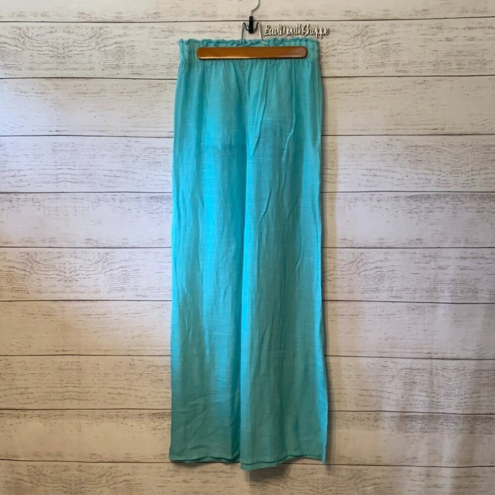 Mocha from Rainbow Turquoise Blue Linen Beach Pants Cover Up Juniors L